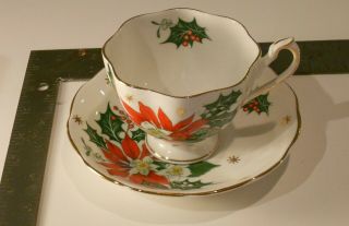 Queen Anne China Tea Cup And Saucer Noel Christmas