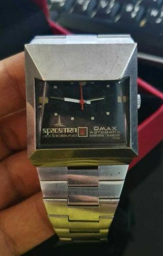Vintage Omax Spaceman Automatic Date Swiss Made Mens Wrist Watch