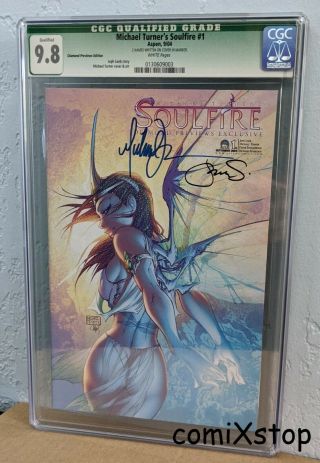 Soulfire 1c Diamond Previews Exclusive Cgc 9.  8 - Signed By Michael Turner