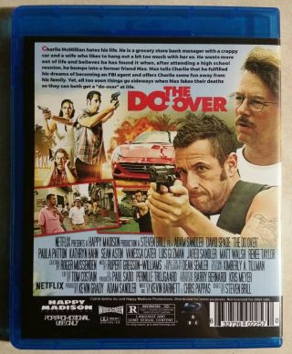 THE DO - OVER Blu - Ray NO digital or dvd a Netflix film RARE Adam Sandler 2