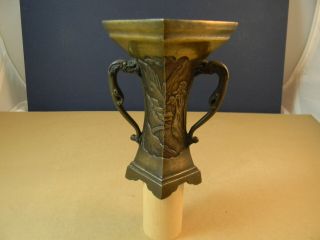 Antique Japanese Or Chinese 6 " Bronze Vase With Serpent Handles