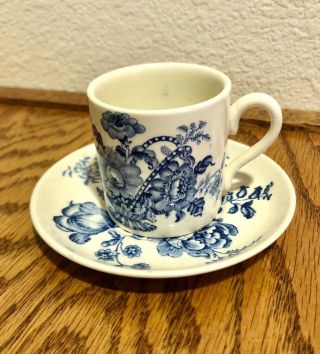 Charlotte Royal Crownford,  Staffordshire England Tea Cup & Saucer,  Blue & Cream