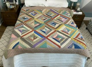 Vtg 1940s Handmade Patchwork Quilt Bedspread Feed Sack 67 