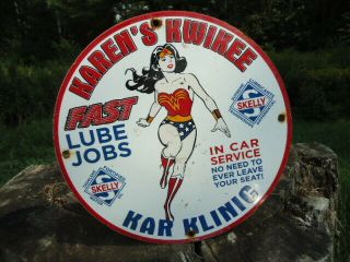 Old Vintage 1963 Rare Vintage Skelly Lube Gasoline Porcelain Gas Station Sign