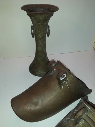 Antique Brass Stirrup Spanish Conquistador Horse Foot Shoe Armor 3 Pc.