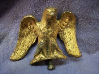 Vintage Cast Brass Eagle Clock Lamp Or Mirror Topper Or Finial 2 " Tall X 3 " Wide