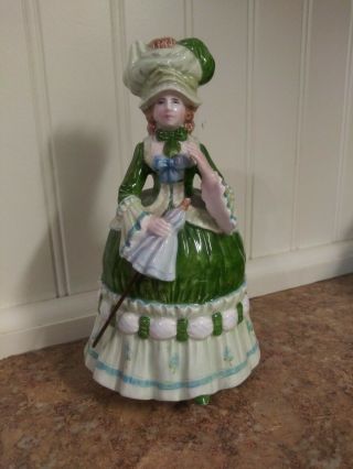 Vintage Schmid Victorian Lady Music Box Plays " Love Is Blue "