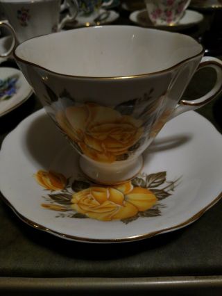 Vintage Royal Windsor Yellow Rose Fine Bone China Tea And Saucer