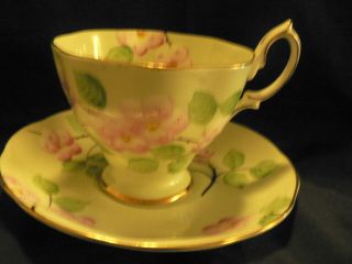 Royal Albert Tea Cup And Saucer Evangline Pink Beading On Cup Pink Flowers
