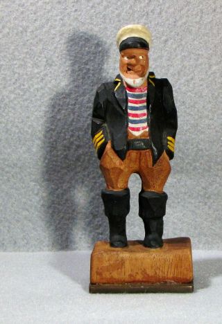 Vintage Hand Carved Wooden Sea Captain Fisherman Sailor Dave Churchill Cohasset