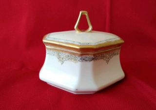 Antique M Z Austria Porcelain Hand Painted Small Sugar Bowl.  Gold Trim.
