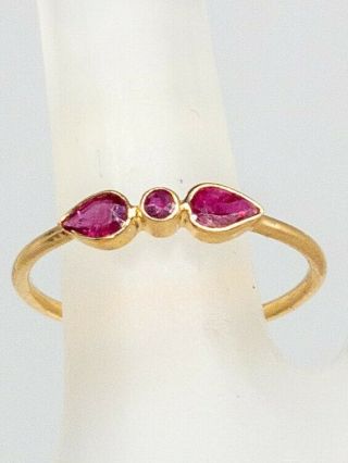 Antique 1950s 1.  10ct Natural Bezel Set Ruby 14k Yellow Gold Band Ring