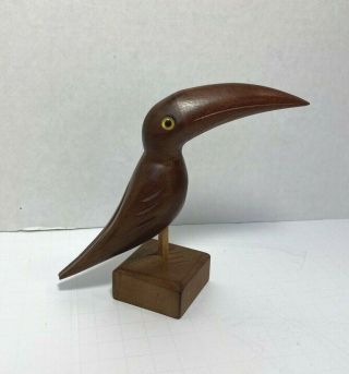 Mcm Vintage Wood Carved Toucan Bird
