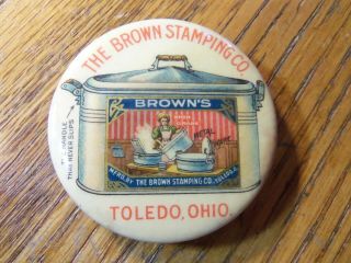 Antique Vintage Celluloid Advertising Pocket Whetstone The Brown Stamping Co