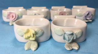 Set Of 6 Vintage Porcelain Napkin Rings - Flower Floraldesign - Ardalt Japan