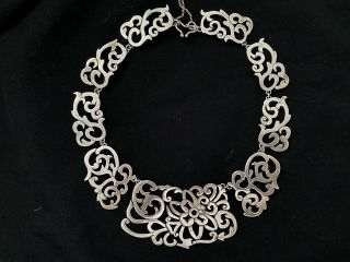 Antique Large Sterling Silver Necklace From 1920th Rare.
