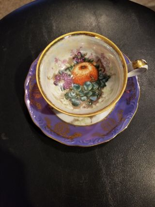 L M Royal Halsey Very Fine Lustre Tea Cup And Saucer Fruit Design