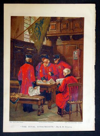 1890 Boys Own Antique Print Of Chelsea Pensioners