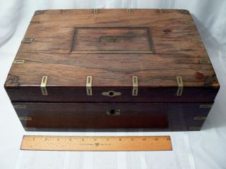 Antique Campaign Box Slope Lap Desk With Brass Inlay Repair Restoration Project