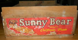 Vintage Wood Crate Sunny Bear California Fruits