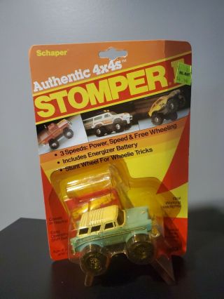 Vintage 1984 Schaper Stomper 4x4 Blue White Chevy Nomad On Card Moc