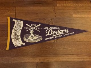 Rare Vintage 1959 Los Angeles Dodgers World Series Pennant