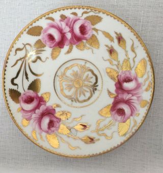 Crown England Gilman Collamore & Co Saucer Pink Flowers Gold