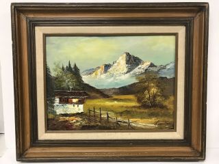 Vintage Mt.  Shasta Landscape Oil Painting California Regionalism Framed