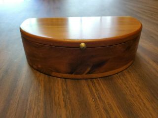 Vintage Cedar Half Round Jewelry Trinket Box