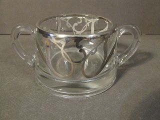 Vintage Silver Overlay Glass Open Sugar Bowl