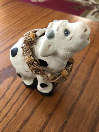 Cast Art Cow Wearing Wreath Kristin Dreamsicles 1991 Collectible