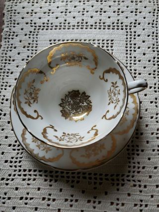 Stanley Fine Bone China England Tea Cup & Saucer Gold Floral Pattern