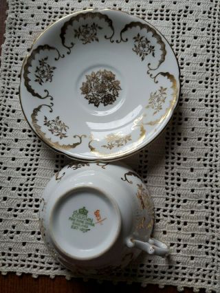 STANLEY Fine Bone China England Tea Cup & Saucer GOLD floral pattern 2