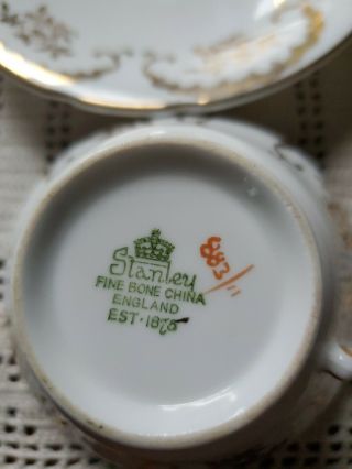 STANLEY Fine Bone China England Tea Cup & Saucer GOLD floral pattern 3
