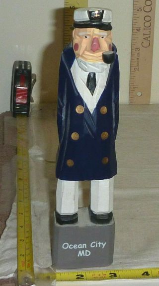 Vtg Hand - Carved Wood Nautical/sea Captain Figurine - 8 " Tall