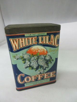 Vintage White Lilac Coffee Tin Advertising Collectible 229 - F