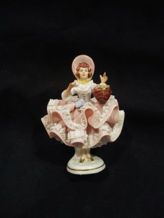 Volkstedt German Porcelain Dresden Lace Ballerina 4 " Figurine