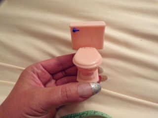 Vtg Miniature Dollhouse Pink Toilet