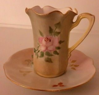 Antique Rs Germany Hand Painted Chocolate Cup And Saucer 1910 - 1956