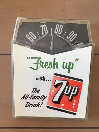 Antique Vintage 7up Thermometer Advertising " Fresh Up " Cracked Back