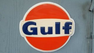 Vintage Gulf Oil Light Up Sign Front.  27 1/2 " X 25 "