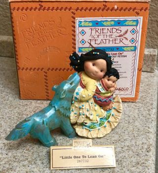 1996 " Little One To Lean On " Girl With Wolf Friends Of The Feather 267732
