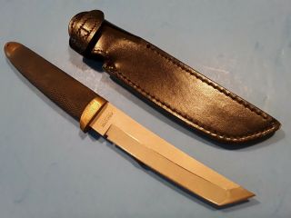 Vintage Cold Steel Recon Tanto Dagger Brass Guard Pommel Leather Case