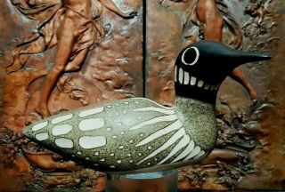 Vintage Strawberry Hill Pottery Loon Bird 9.  5 " Figure