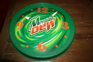 Vintage Large Mountain Dew Wall Clock 18 1/2 " By Impact International,  Inc Usa