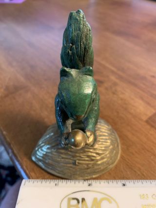 Vintage Solid Brass Squirrel With Nut Standing On A Nut