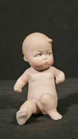 Antique German Heubach Porcelain Bisque Piano Baby Nude Naughty Boy 2