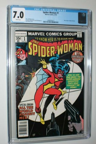 Spider - Woman 1 Cgc 7.  0 (apr 1978,  Marvel) Marv Wolfman Story,  1st Issue Origin
