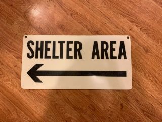 Vintage Fiberglass Shelter Area Sign With Arrow