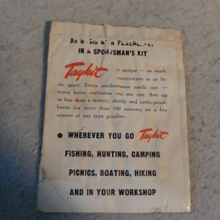 Vintage TayKit Pocket Stove Camping Gasoline Monel USA Hiking Manuel Tay Kit 3